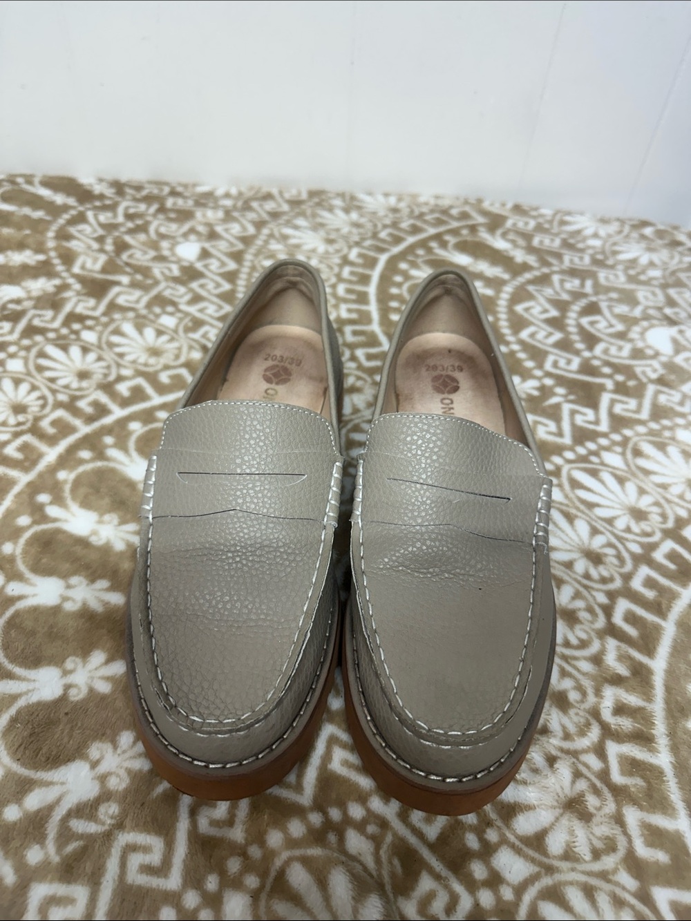 Onyx Taupe Penny Loafers for Women